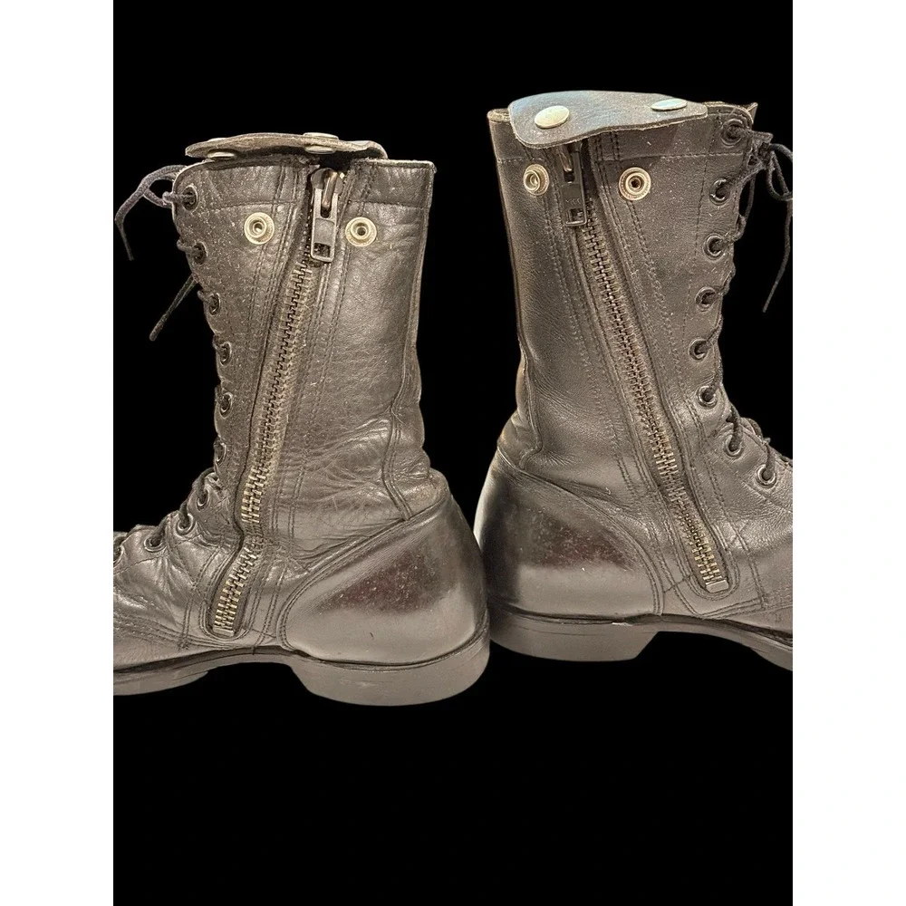 Vtg Bates Floataways Combat Jump Boots Black Leather Side Zip Men's 9.5 E